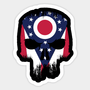 Vintage Grunge Ohio State Flag Skull Sticker